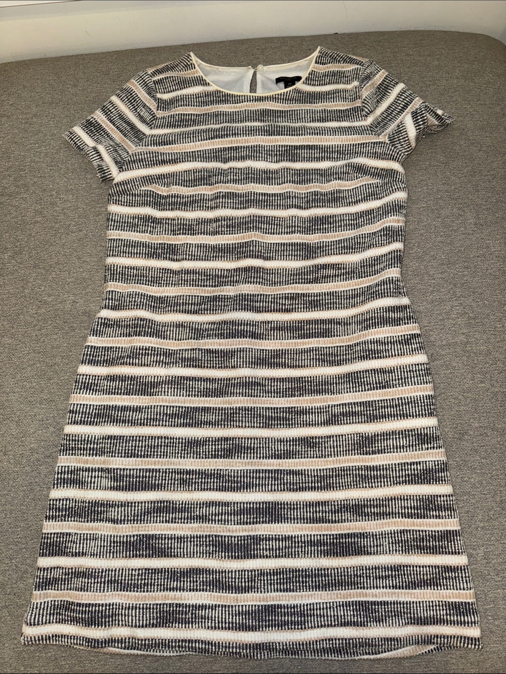 Ann Taylor Black and White Striped Short Sleeve Sweater Shift Dress